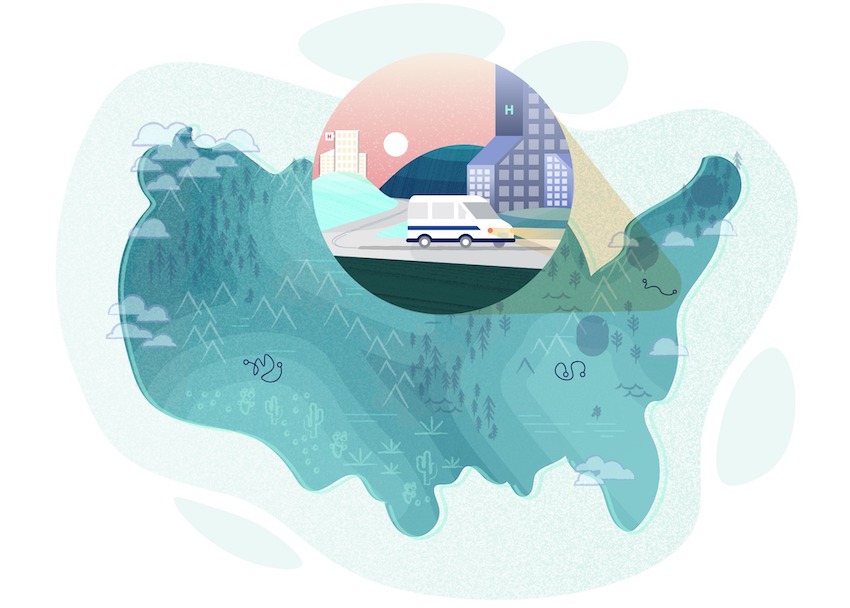 ambulance across the country illustration ambulance across the country illustration